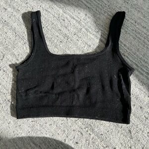 Ambiance Black Ribbed Crop Top